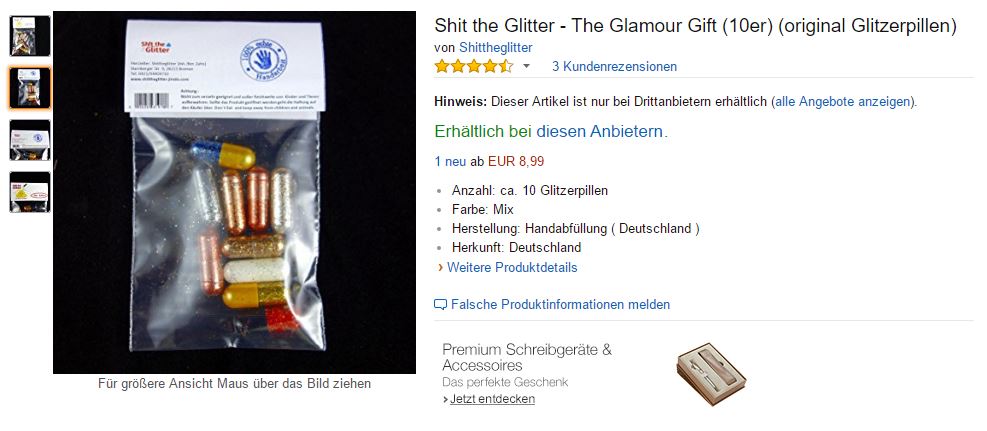 Pillen für Glitter-Würste