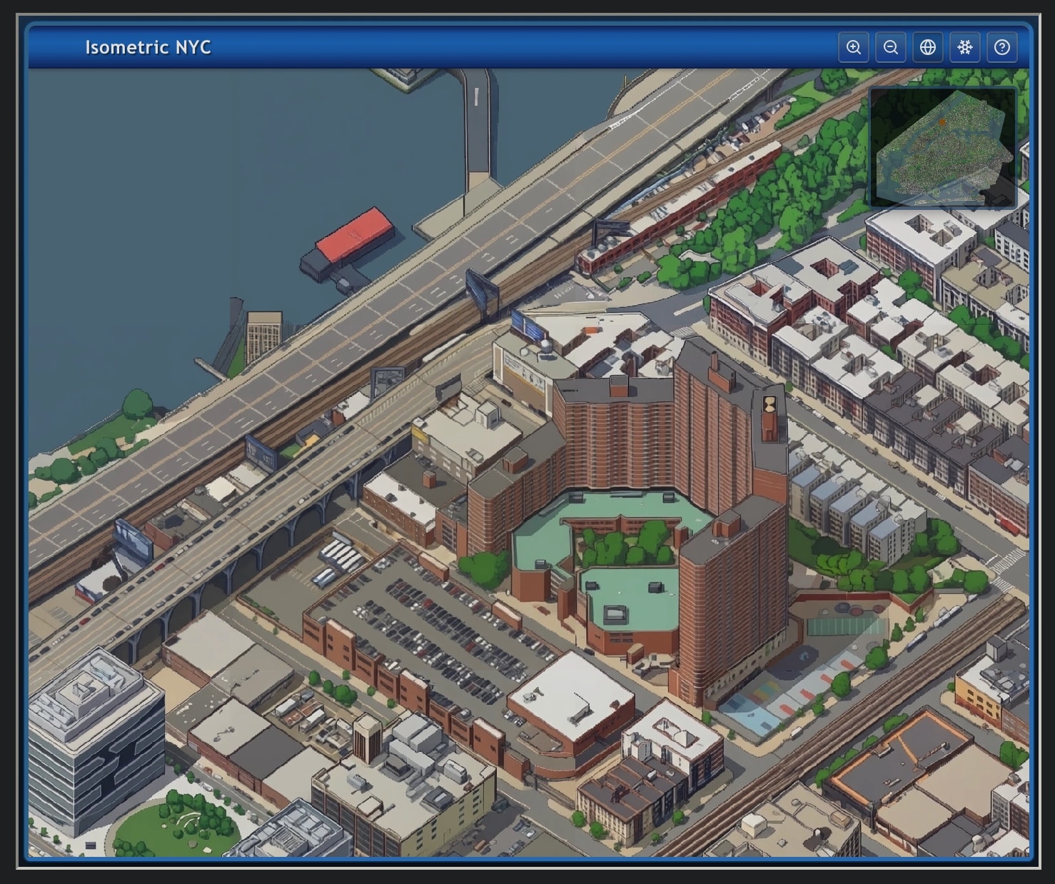 Isometrische Ansicht das großen hässlichen Gebäudes Broadway, Ecke 135ste Straße in New York City.