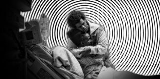 Kurzfilm: Terminally Ill Kurzfilm: Terminally Ill. Der stark verfremdete Screenshot zeigt den am Bett stehenden Enkel, der seine auf dem Bett liegende Oma ein letztes Mal umarmt.